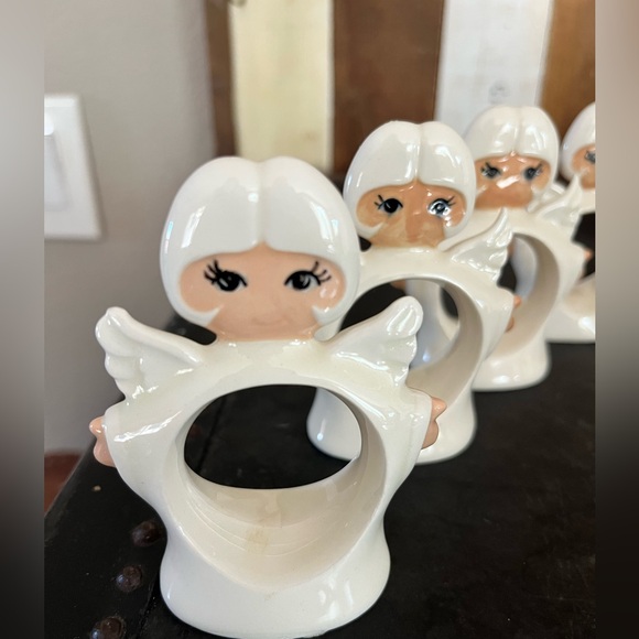 Set of 12- vintage ceramic angel napkin rings